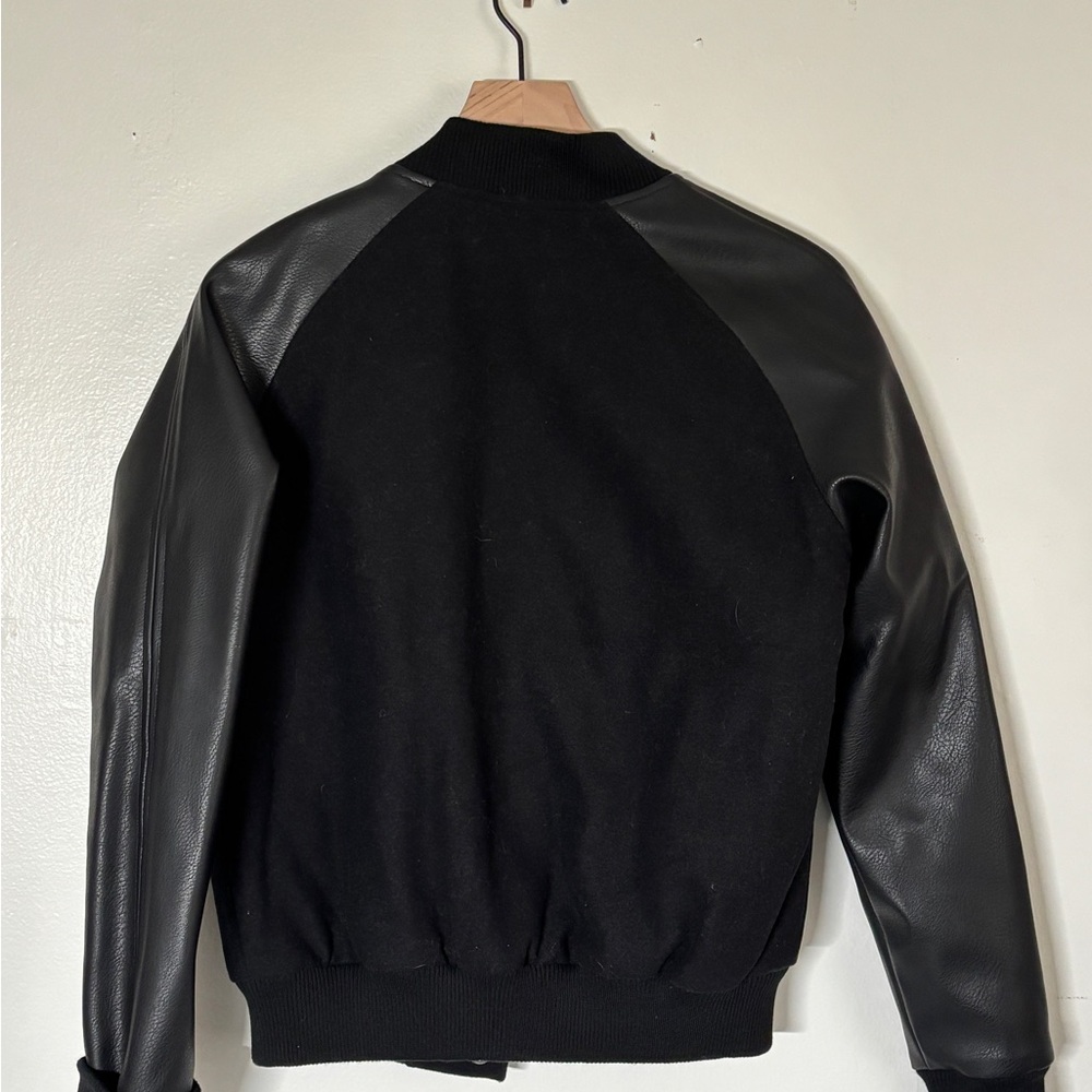 Straight to Hell Bomber with Faux Leather Sleeves - Picture 2 of 4